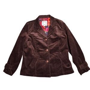 Liz Claiborne Jacket Size XL Corduroy Buttons Blazer Style Lined Cotton Brown
